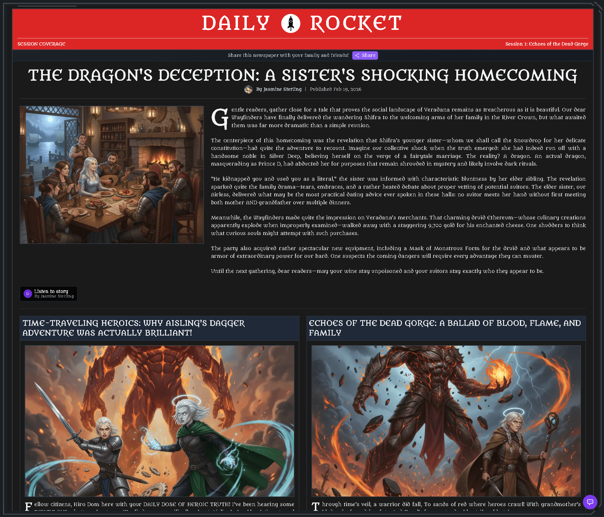 Campaign newspaper generated by Tavern Scribe