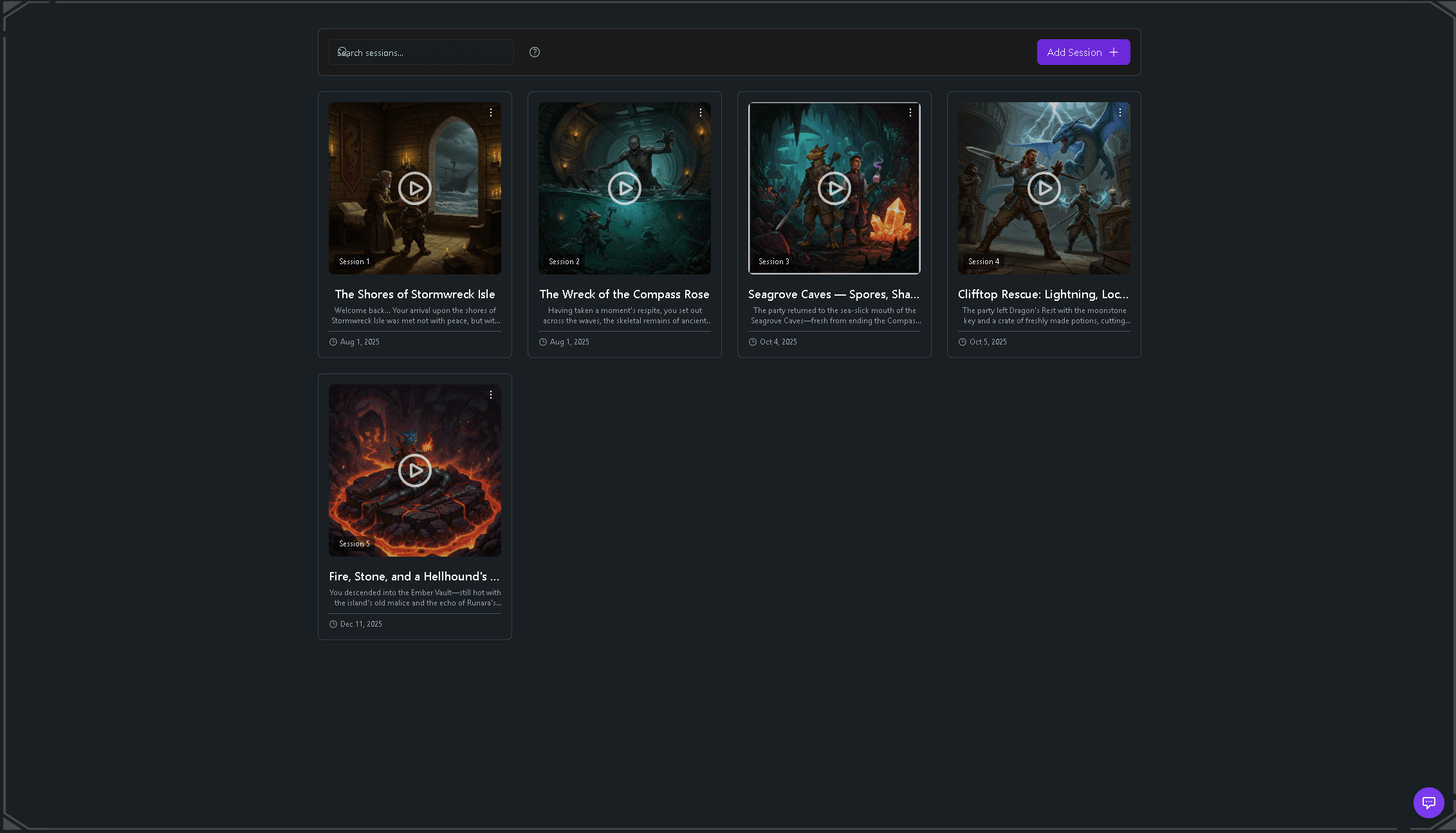 AI Session Processing preview in Tavern Scribe